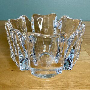 Vintage Brutalist ORREFORS Crystal 5" Bowl Corona Crown SIGNED Sweden
